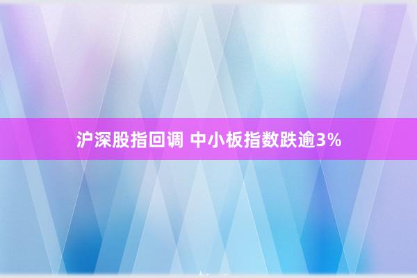 沪深股指回调 中小板指数跌逾3%